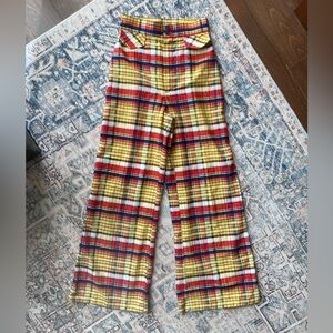 Vintage 70s high waist wide leg plaid pants